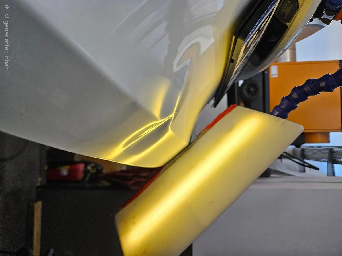 Delle an der Heckklappe — vorher/nachher PDR-Reparatur